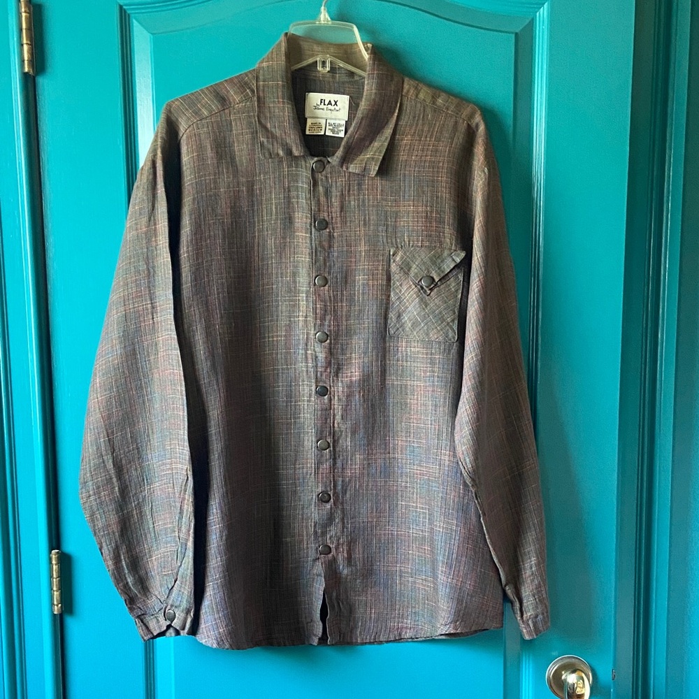 Flax 100% Linen Blouse, Size Medium